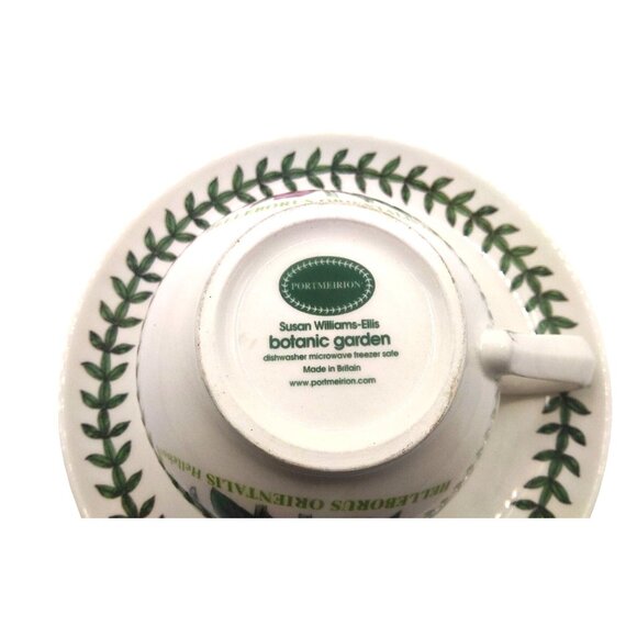 Portmeirion Botanic Garden "December" Teacup & Saucer Set With Purple Hellebore - Picture 8 of 14